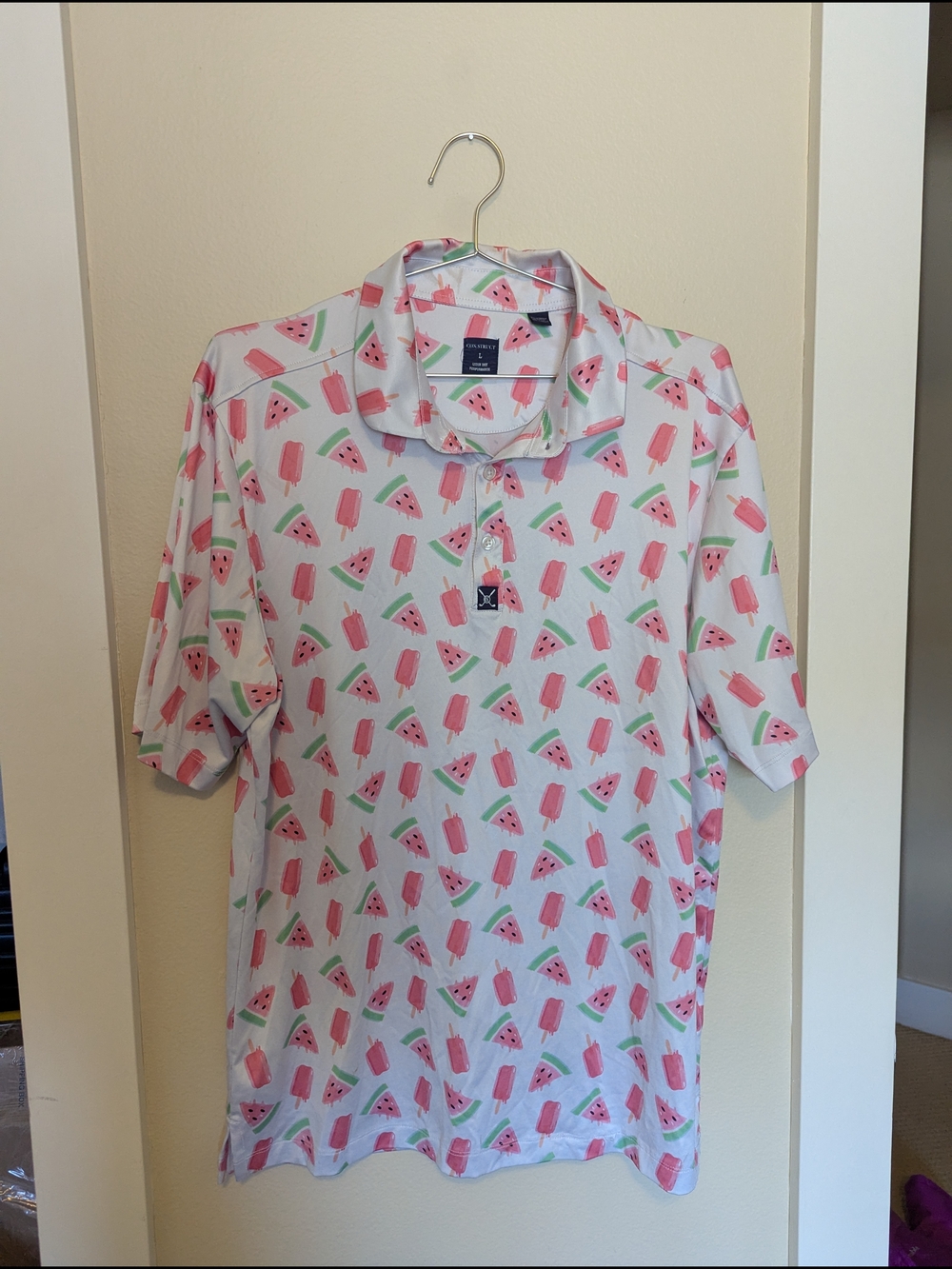 Vineyard Vines White Polo with Pink Watermelon & Popsicle Print